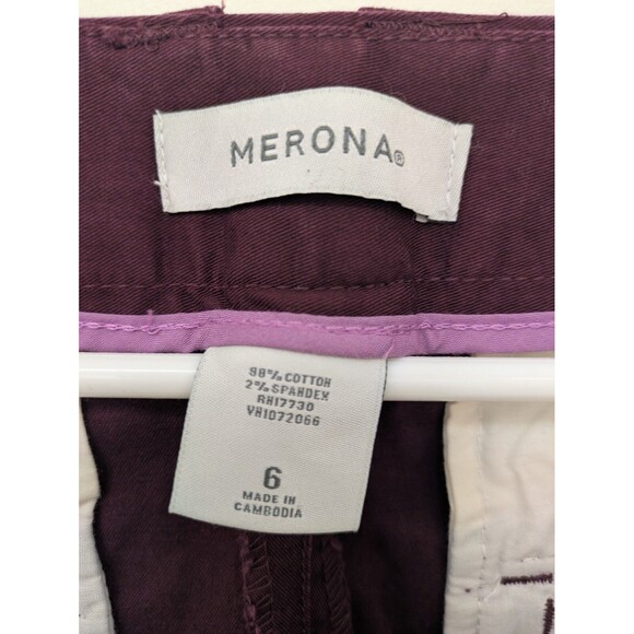 MERONA Women's Size 6 Red Cotton Chino Capri Pants Slim Fit Low Rise Crop - Picture 4 of 6